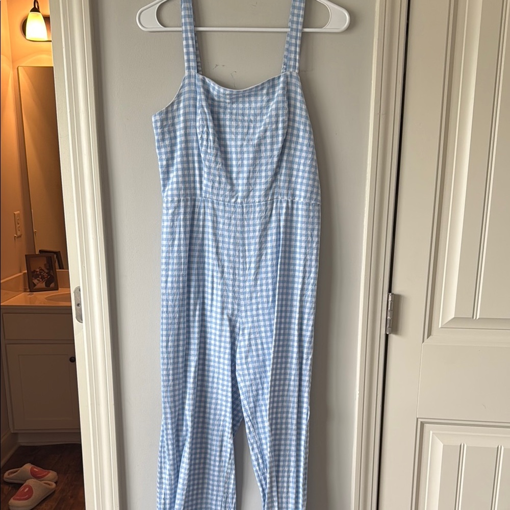 NWOT Jessica Simpson Blue Gingham Jumpsuit
